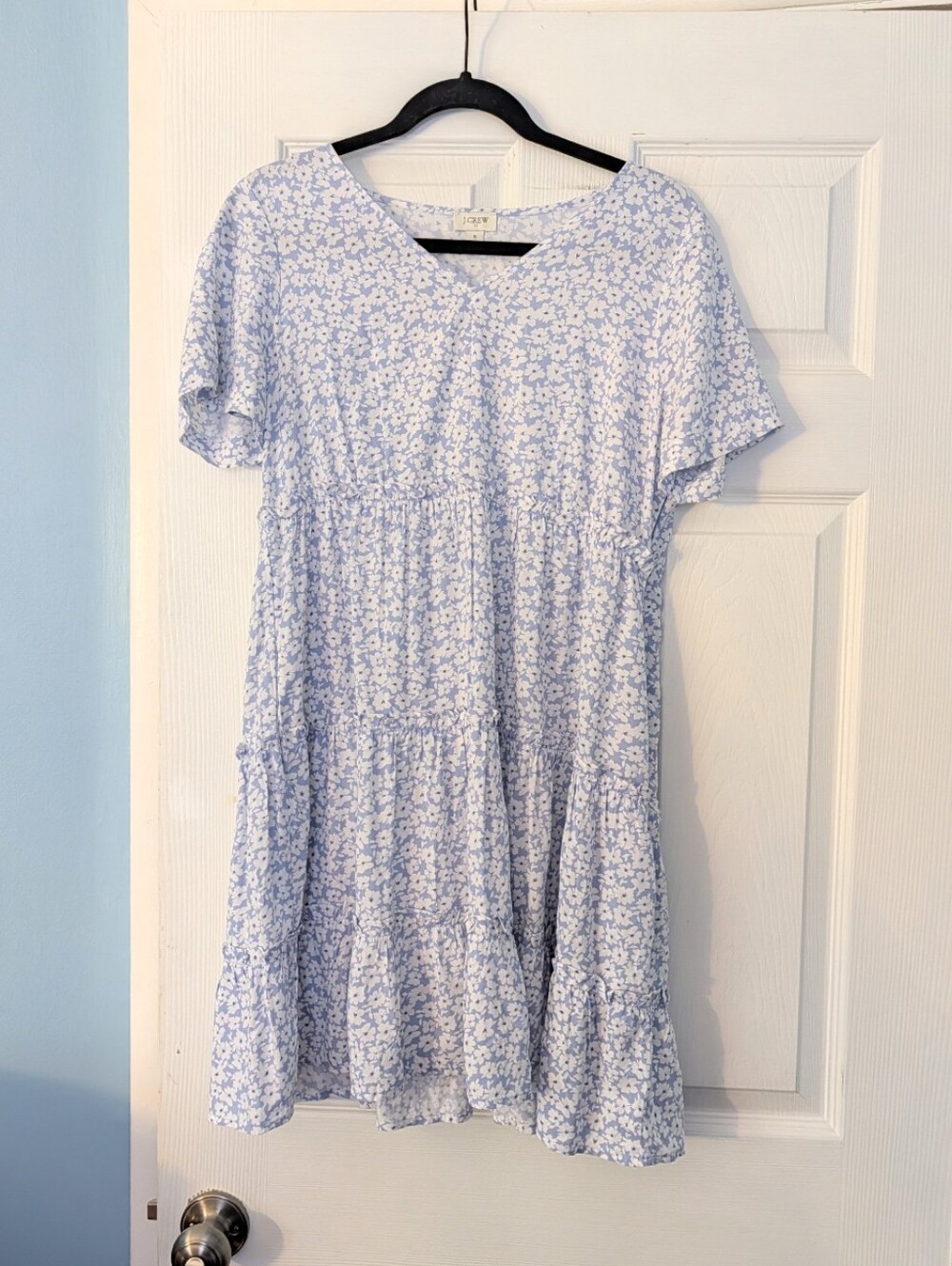 Powder Blue J. Crew Floral Midi Dress